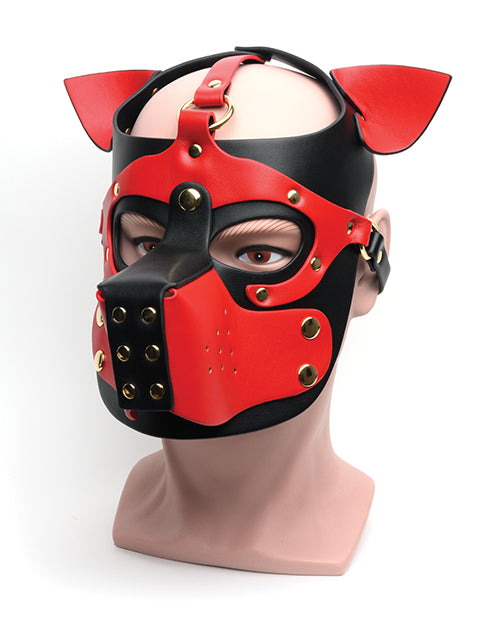 665 Bondage Pup Hood PU Material with Alloy Hardware for Puppy Play Fetish Accessory