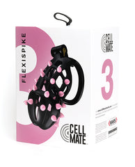 Sport Fucker Male Chastity Cage with Black and Pink Silicone Spikes and Adjustable Rings for Secure and Discreet Control