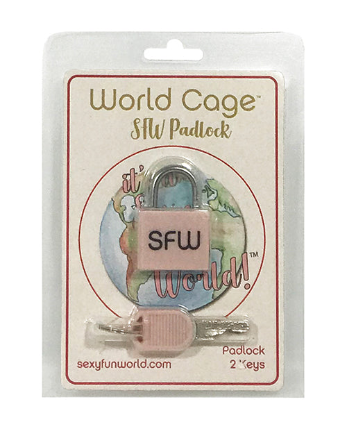 World Cage Brass SFW Padlock with Two ABS-Covered Keys for Secure Male Chastity Device Locking