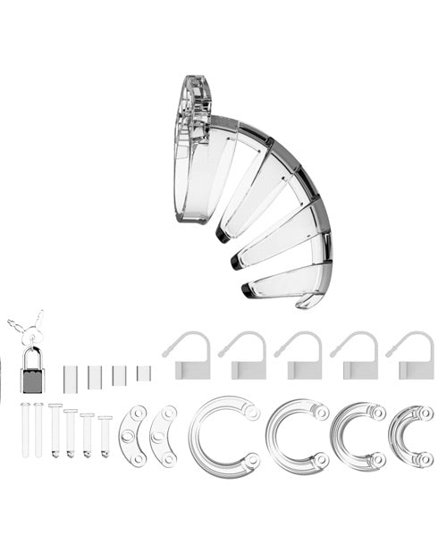 Man Cage Clear 3.5" Polycarbonate Chastity Cock Cage with Adjustable Rings