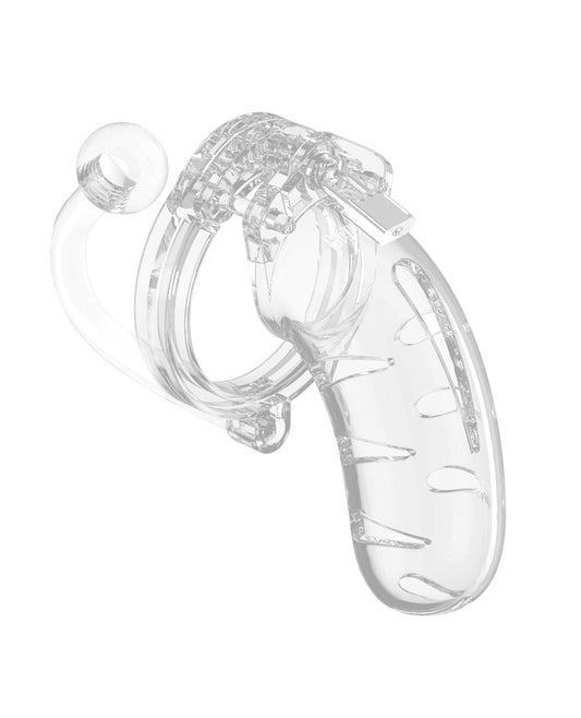 Man Cage Chastity Cage Clear Polycarbonate Adjustable Fit and Detachable Plug for Secure Male Restraint