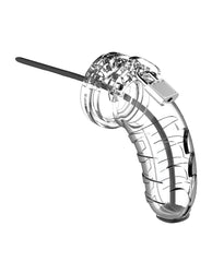 Man Cage Bondage Device clear 4.5 inch chastity cage with silicone urethral sounding dilator for secure restraint