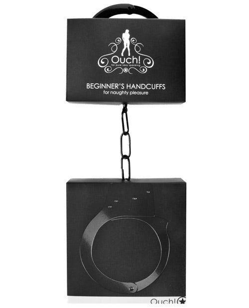 Ouch Bondage Handcuffs Quick-Release Black Metal Restraint for Safe and Comfortable Play