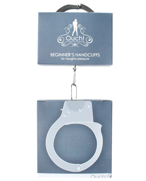 Ouch Metal Beginner Handcuffs with Quick-Release Button and Safety Lock for Secure Restraint Play