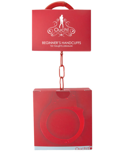 Ouch Bondage Handcuffs Red Metal Quick-Release Adjustable Restraints for Beginner Couples Play