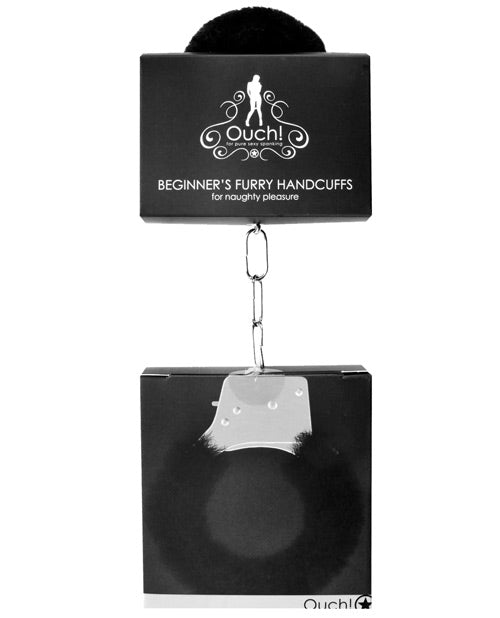 Ouch Bondage Handcuffs Soft Black Faux Fur Quick Release for Comfortable Restraint Play