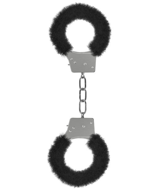 Black Faux Fur Beginner's Handcuffs with Quick-Release