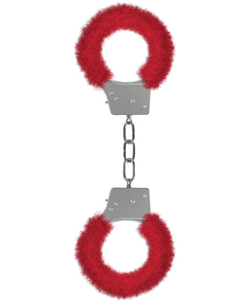 Ouch Beginner's Furry Handcuffs in Red for Comfortable Restraint