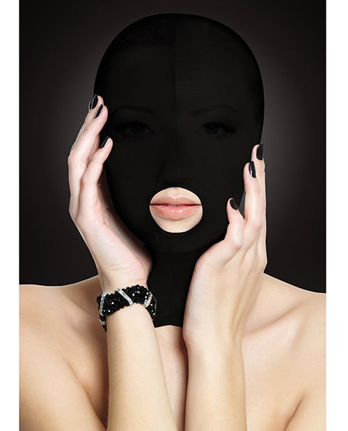 Black Stretchable Submission Mask with Rear Zipper and Breathable Fabric