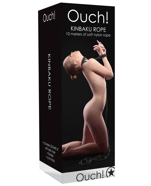 Ouch Bondage Rope Kinbaku 10m Black Nylon 8-Braid Design for Secure and Comfortable Restraint