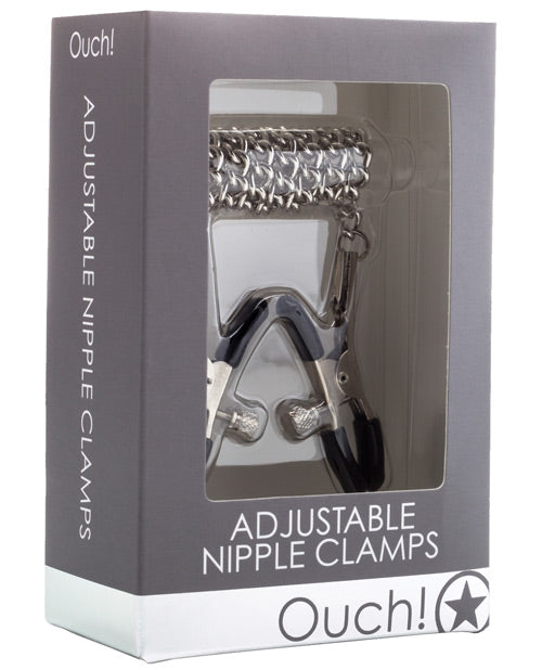 Ouch Bondage Restraint Adjustable Nipple Clamps Nickel-Free Metal Chain for Couples Sensual Play
