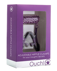 Ouch Bondage Restraint Adjustable Nipple Clamps Nickel-Free Chain for Sensual Couples Play