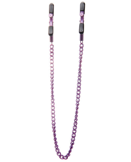 Adjustable Nipple Clamps with Chain in Purple – Stainless Steel Bondage Restraint