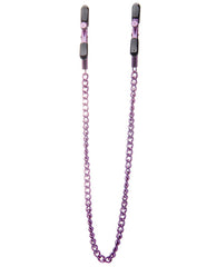 Adjustable Nipple Clamps with Chain in Purple – Stainless Steel Bondage Restraint