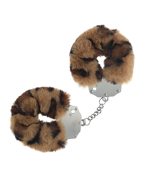 Ouch Bondage Handcuffs Heavy-duty Fluffy Leopard Print Secure Quick-release for Bedroom Play