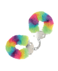 Ouch Bondage Restraints Rainbow Heavy-Duty Fluffy Handcuffs with Faux Fur for Playful Intimate Fun