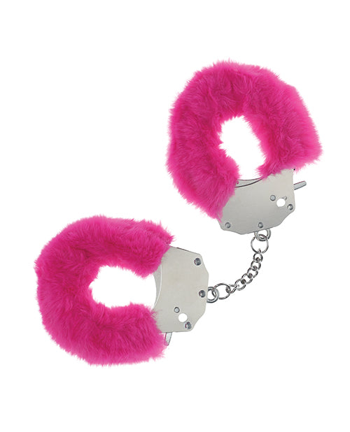 Ouch Bondage Blindfolds & Restraints Heavy-duty Fluffy Handcuffs with Pink Faux Fur and Secure Lock for Versatile Bedroom Play