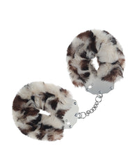 Ouch Bondage Restraints Heavy-duty Fluffy Handcuffs Snow Leopard Faux Fur for Comfortable Secure Bedroom Play