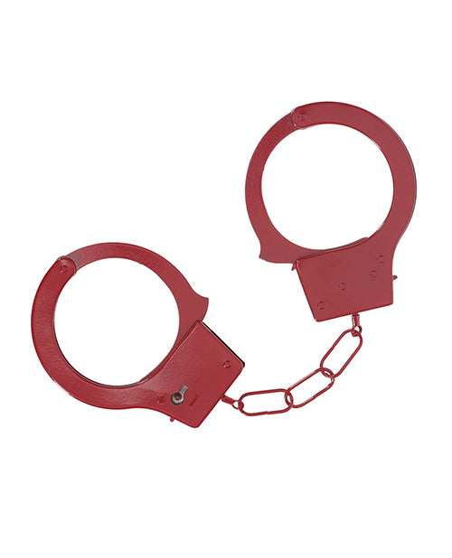 Ouch Bondage Handcuffs Classic Red Metal Quick-Release Secure Lock for Restraint Play