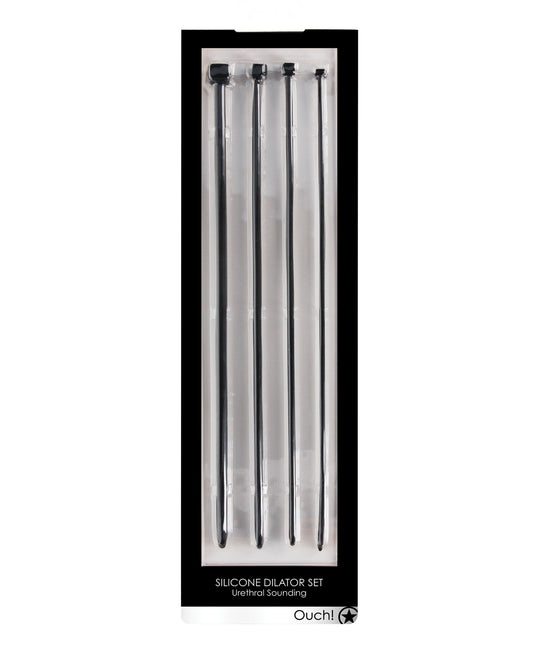 Ouch urethral sounding dilator set with silicone smooth finish and square ends for safe medical play