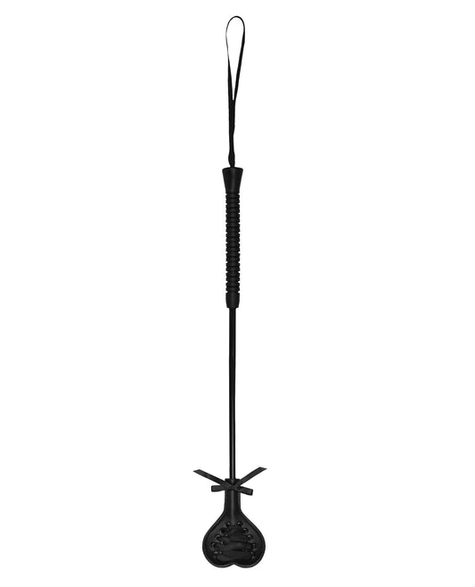 Ouch Bondage Crop Heart Shaped Black Lace Detailing Long Handle for Sensual Restraint