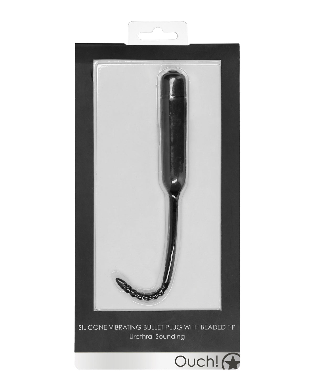 Ouch Silicone Vibrating Urethral Sounding Plug with Ribbed Beaded Tip for Intense Urethral Stimulation