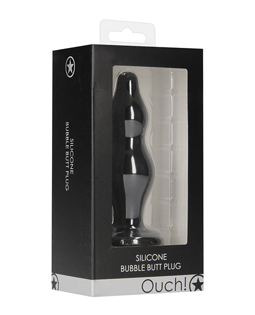 Ouch Anal Products Silicone Bubble Butt Plug with Tapered Tip and Suction Base for Comfortable Stimulation