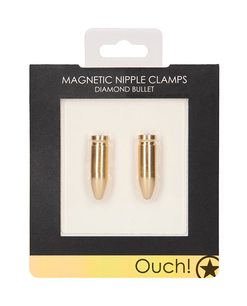Ouch Magnetic Nipple Clamps Gold Powerful Aluminum Body-Safe Design for Intense Sensation Bondage Play