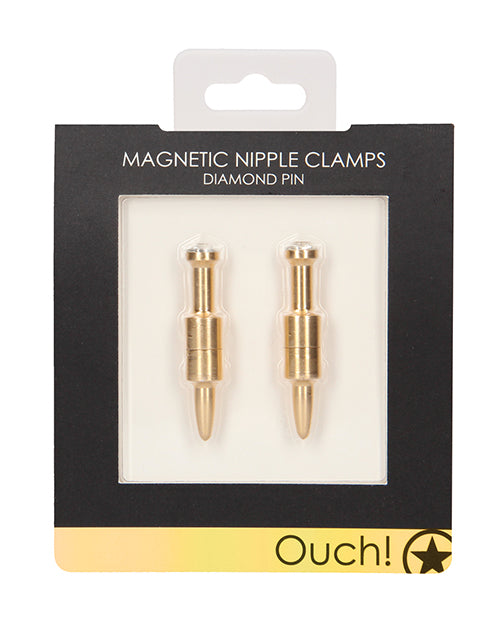 Ouch Bondage Nipple Clamps Magnetic Aluminum Gold Waterproof for Sensation Play