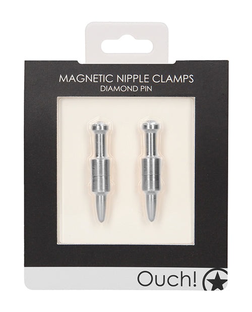 Ouch Magnetic Nipple Clamps Adjustable Aluminum Silver for Sensation Play and Body-Safe Bondage