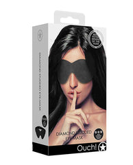 Ouch Bondage Blindfold Diamond Studded Adjustable Black Eye Mask for Sensory Play