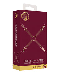 Ouch Bondage Hogtie Connector Burgundy PU Leather Gold Hardware for Versatile BDSM Restraint