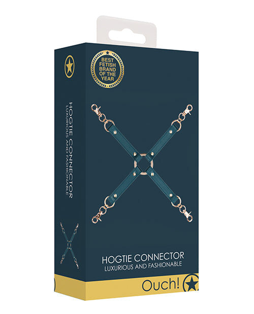 Ouch Bondage Hogtie Connector Green PU Leather and Gold Hardware for Secure BDSM Play