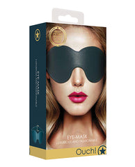 Ouch Bondage Blindfolds Green PU Leather Eyemask with Gold Details for Sensory Deprivation