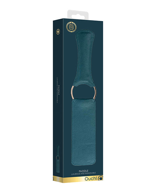 Ouch Bondage Paddle Green PU Leather with Gold Accents Ergonomic Design for BDSM Power Play