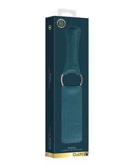 Ouch Bondage Paddle Green PU Leather with Gold Accents Ergonomic Design for BDSM Power Play