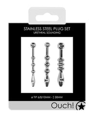 Ouch Urethral Sounding Metal Plug Set with Graduated Tips and Polished Finish for Advanced Stimulation