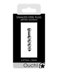 Ouch Stainless Steel Urethral Sounding Plug with Ribbed Shaft and Smooth Tip for Advanced Sensory Stimulation