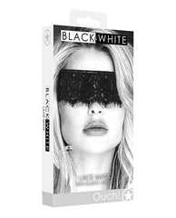 Ouch Bondage Blindfolds Black & White Silk Lace Mask with Elastic Straps for Sensory Play