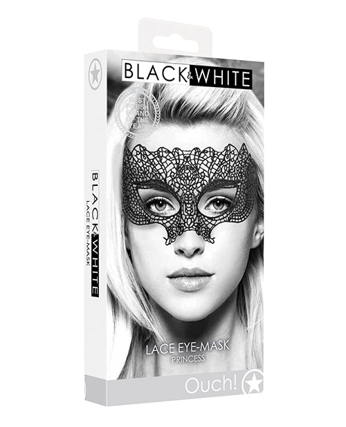 Ouch Bondage Blindfolds Princess Black Lace Eye Mask with Modern Venetian Design and Adjustable Ribbon for Elegant Masquerade Parties