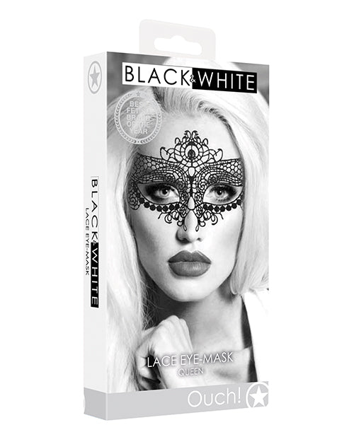 Ouch Black Lace Eye Mask Handmade Laser-Cut Venetian Design with Adjustable Ribbons for Masquerade and Sensual Play
