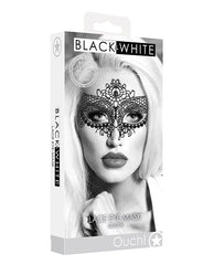 Ouch Black Lace Eye Mask Handmade Laser-Cut Venetian Design with Adjustable Ribbons for Masquerade and Sensual Play