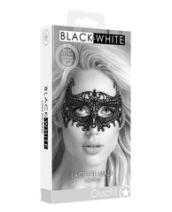 Ouch Bondage Blindfolds Empress Black Lace Eye Mask Adjustable Ribbons for Masquerade Parties and Sensual Mystery