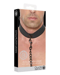 Ouch Bondage Collar and Leash Black Adjustable Neoprene Restraint Set for Puppy Play and Obedience Training