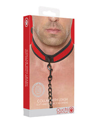 Ouch Bondage Collar and Leash Red Neoprene Adjustable Design for Puppy Play Restraint
