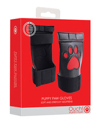 Ouch Bondage Gloves Red Neoprene Paw Cut-Out Design for Comfortable Puppy Play Restraints