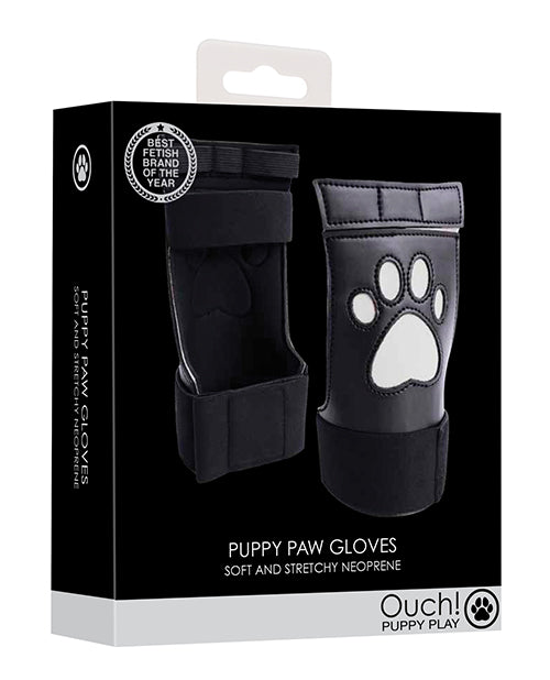 Ouch Bondage Gloves Paw Cut-Out Neoprene White for Puppy Play Role Play Restraints