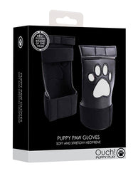 Ouch Bondage Gloves Paw Cut-Out Neoprene White for Puppy Play Role Play Restraints
