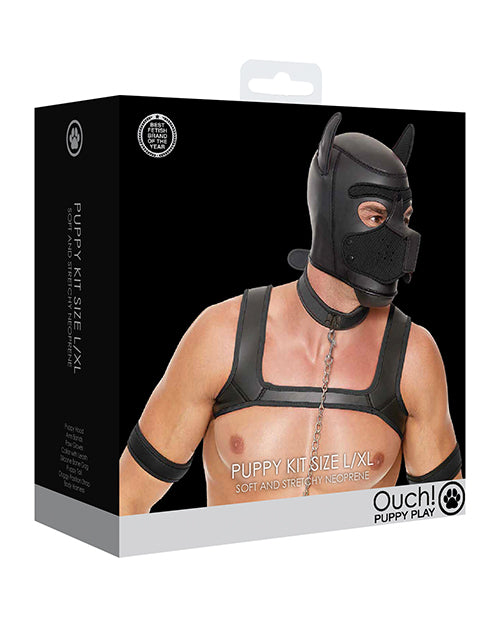 Ouch Bondage Kit Neoprene Complete Puppy Play Hood Leash Accessories for Roleplay Sessions