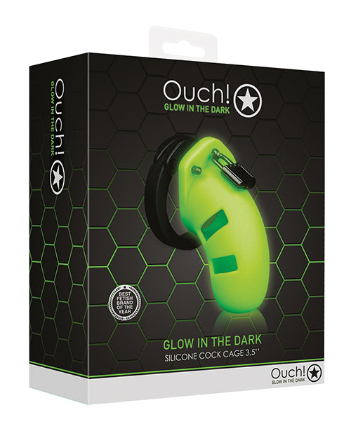 Ouch Bondage Cock Cage Glow in the Dark Fluorescent Detailing Chastity Device for Nighttime Restraint Play